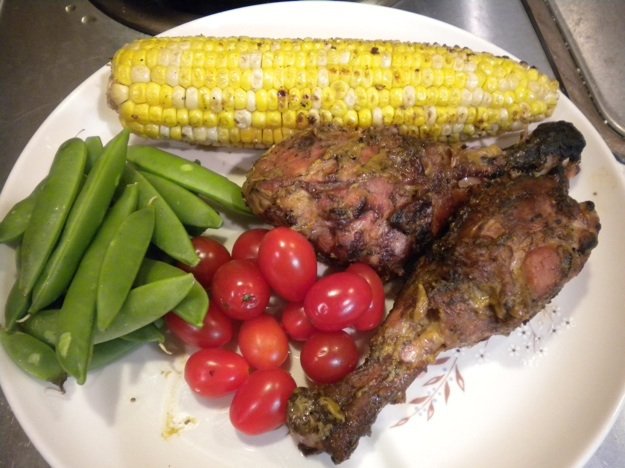 Grilled corn on the cob and mustard barbecue chicken from Jennifer Chandler's new book.