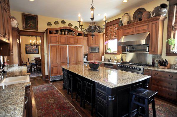 This spacious modernized kitchen is a well-used staging ground for the Wheelers' many parties.