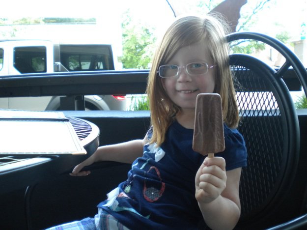 Audra Earnest shows off her popsicle at Fuel Cafe.