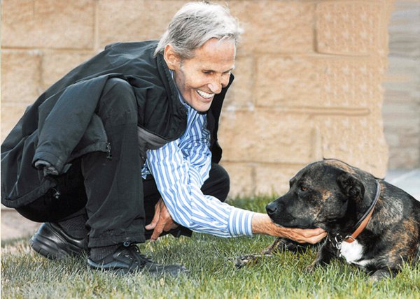 Levon with his beloved dog, Muddy.