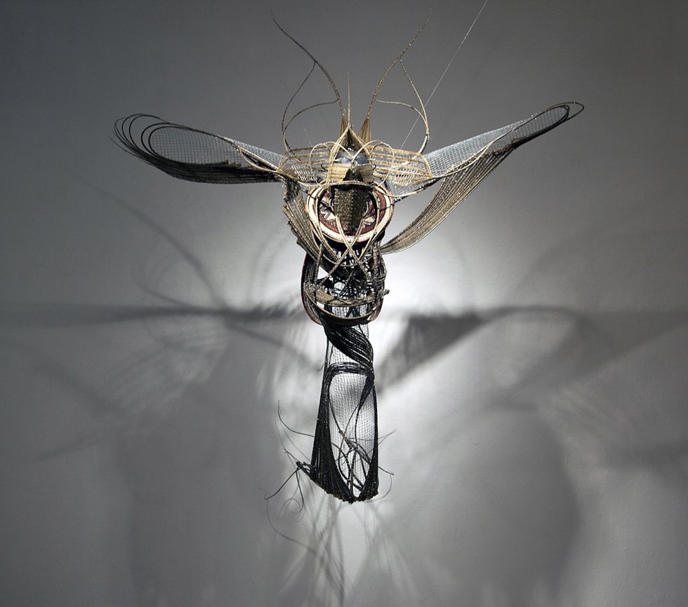 Adejoke Tugbiyele, 
Flight to Revelation, 2011
Palm stems, wire mesh, steel wire, trivets, and mannequin head
Collection of the artist