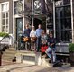 Greg Campbell, Erick New, Baker Gross, Suzanne New; and Greg Baudoin on the steps of Canal House hotel.