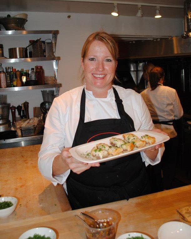 Felicia Willett, pictured above and below in 2012 at the James Beard House, returns to New York City to cook again with seven other local chefs.