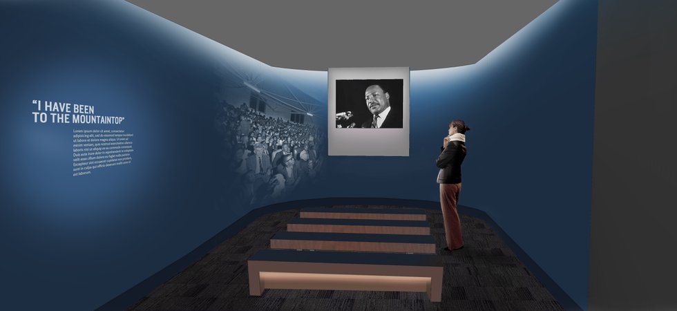  Also part of the “Memphis” exhibit is the Mountaintop Theater, where visitors hear King’s last address delivered on the eve of his death.