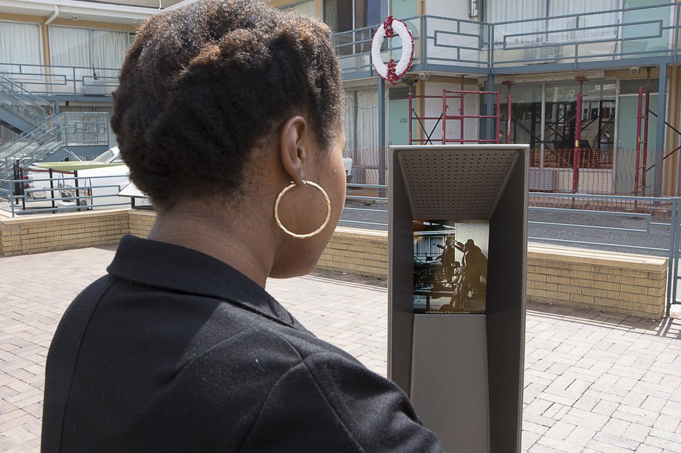A listening post outside the NCRM replays the tragic events of April 4, 1968.
