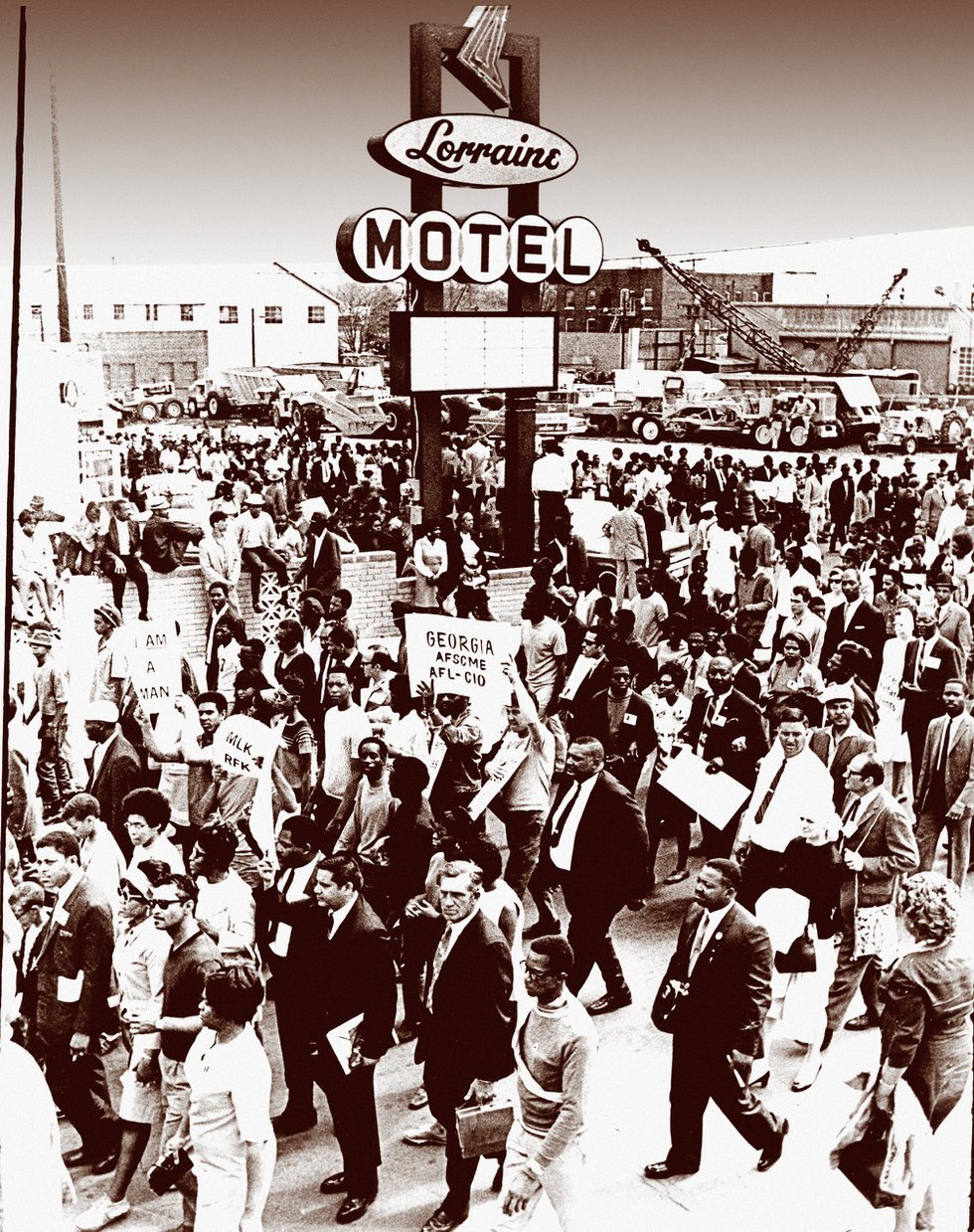 A few weeks after King’s death, thousands — some still carrying “I Am a Man” signs —  attended a rally in the parking lot of the Lorraine Motel. 