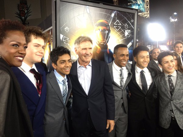Suraj Partha (third from left) at the premier of Ender’s Game