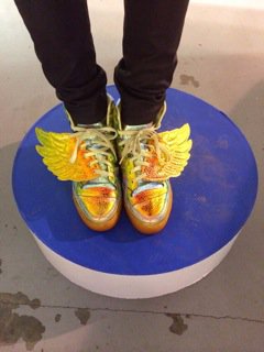 Awesome tricked out Jeremy Scott sneakers worn by blogger Sneakerhead Kay.