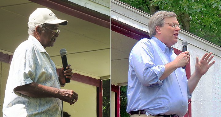 Sidney Chism and Jim Strickland at Sunday community picnic. 
