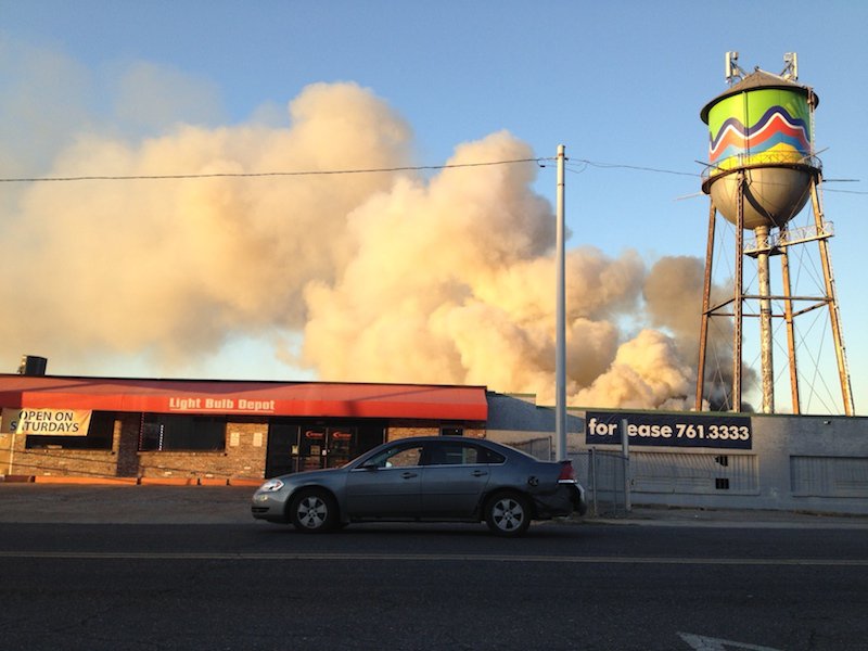 The view of the fire from Broad Avenue.